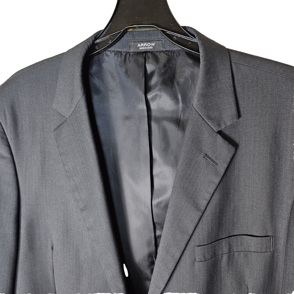 Arrow Blazer Suit Jacket Size 50R Business Charcoal Gray Work Blazer Lightweight - Picture 9 of 13